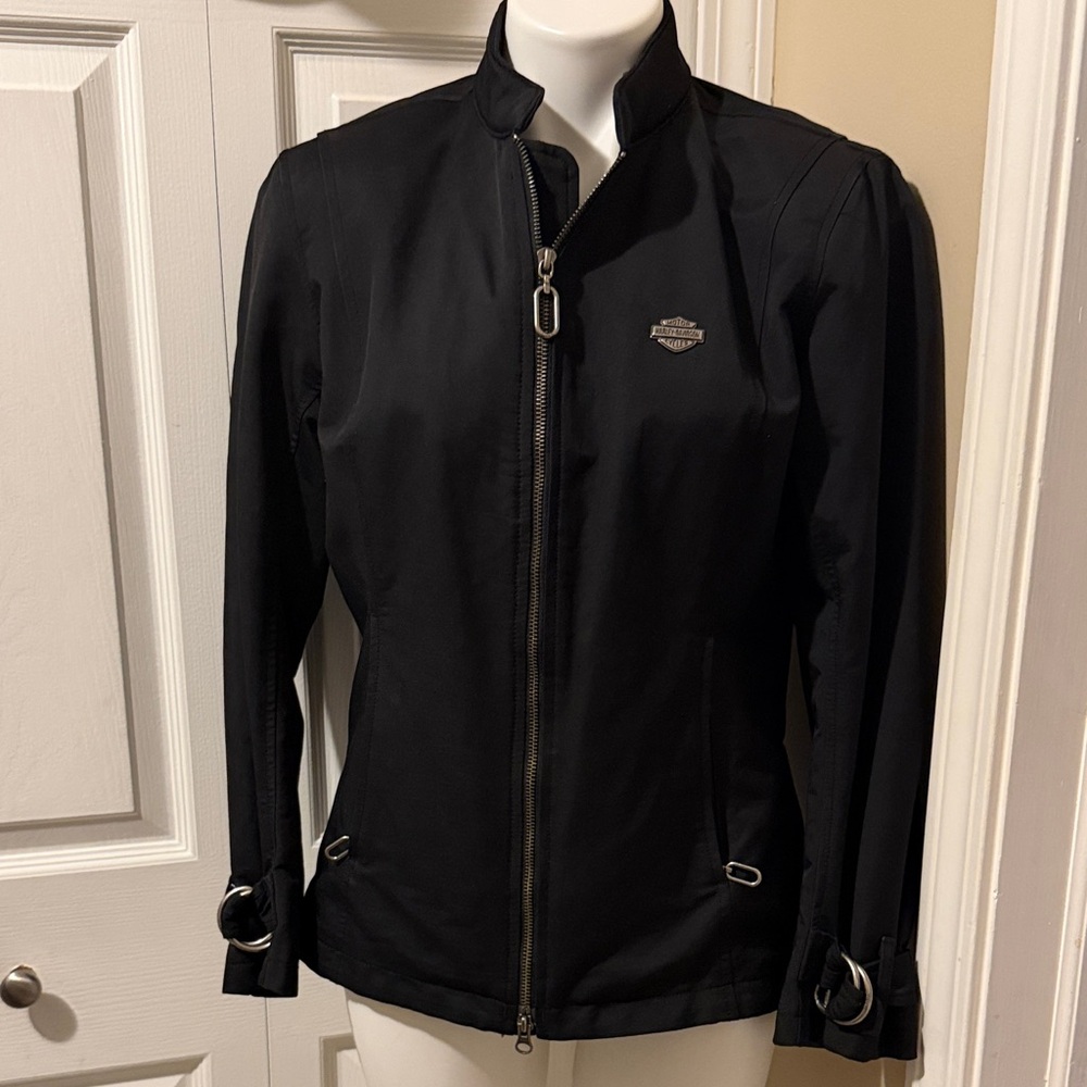 Harley-Davidson Women's Black Fitted Nylon Biker Jacket, Size S